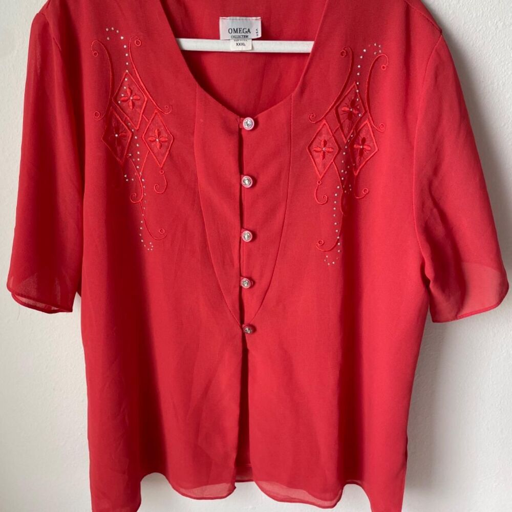Omega Women's Red and Pink Blouse